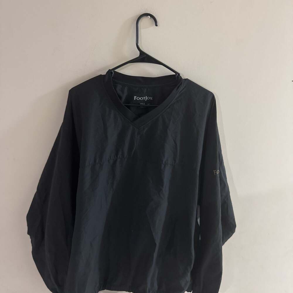 FootJoy Black V-Neck Windbreaker Pullover Golf Jacket Men's L - Picture 2 of 5